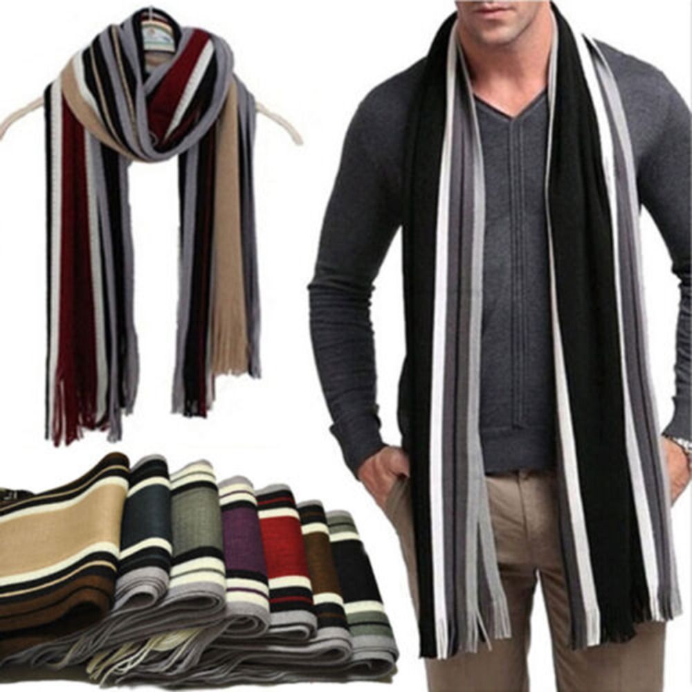 Cashmere Men Striped Scarf Fas - Muffler Men Wool review and price
