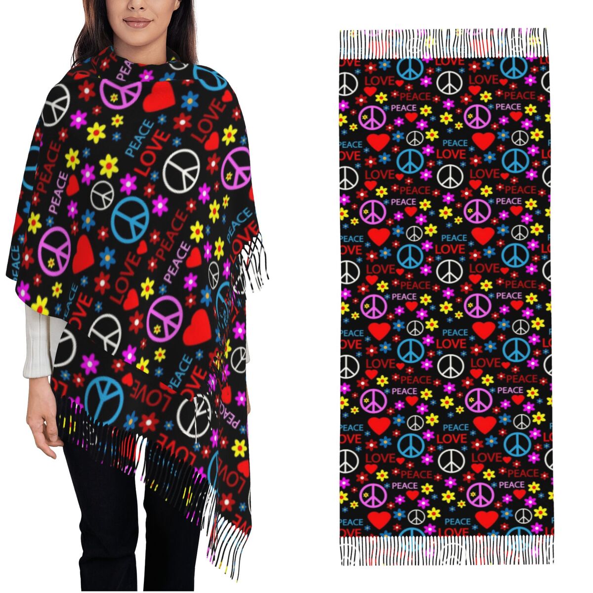 Peace Foral Love Pattern Scarf - Pashmina Wrap Large review and price