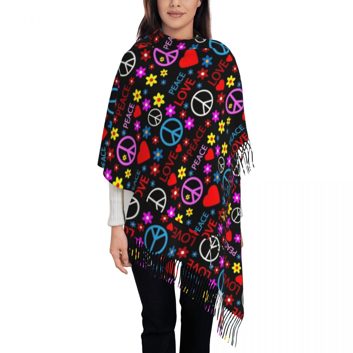 Peace Foral Love Pattern Scarf - Pashmina Wrap Large review and price