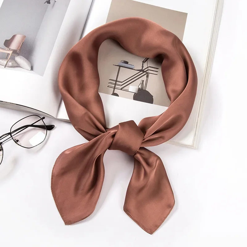Satin Scarf Women 70cm Solid C - Silk Neck Scarf review and price