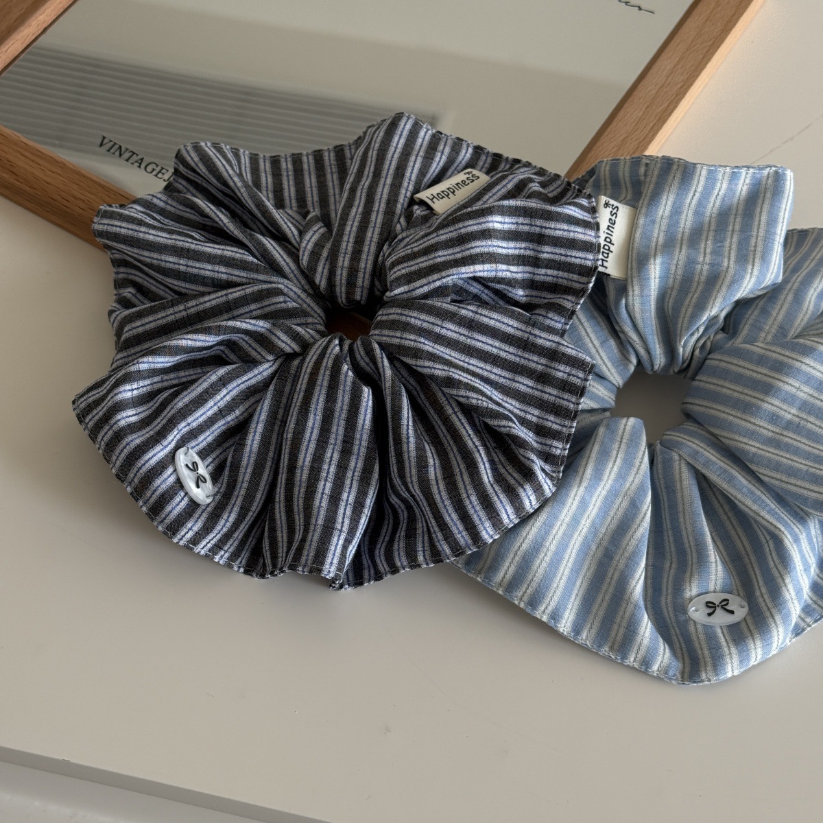 Blue Solid Color Silk Hair Ban - Silk Tie Striped review and price