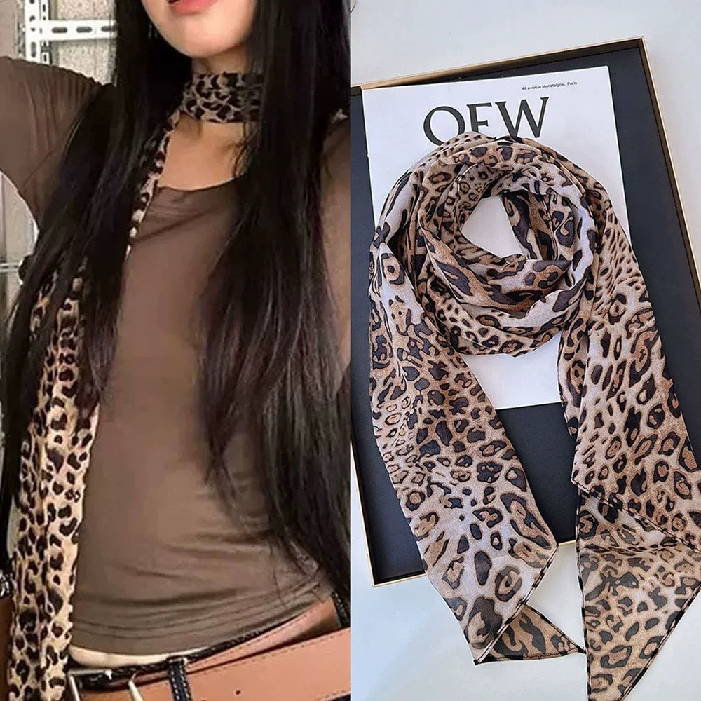 Leopard Small Long Silk Scarf  - Silk Tie Striped review and price
