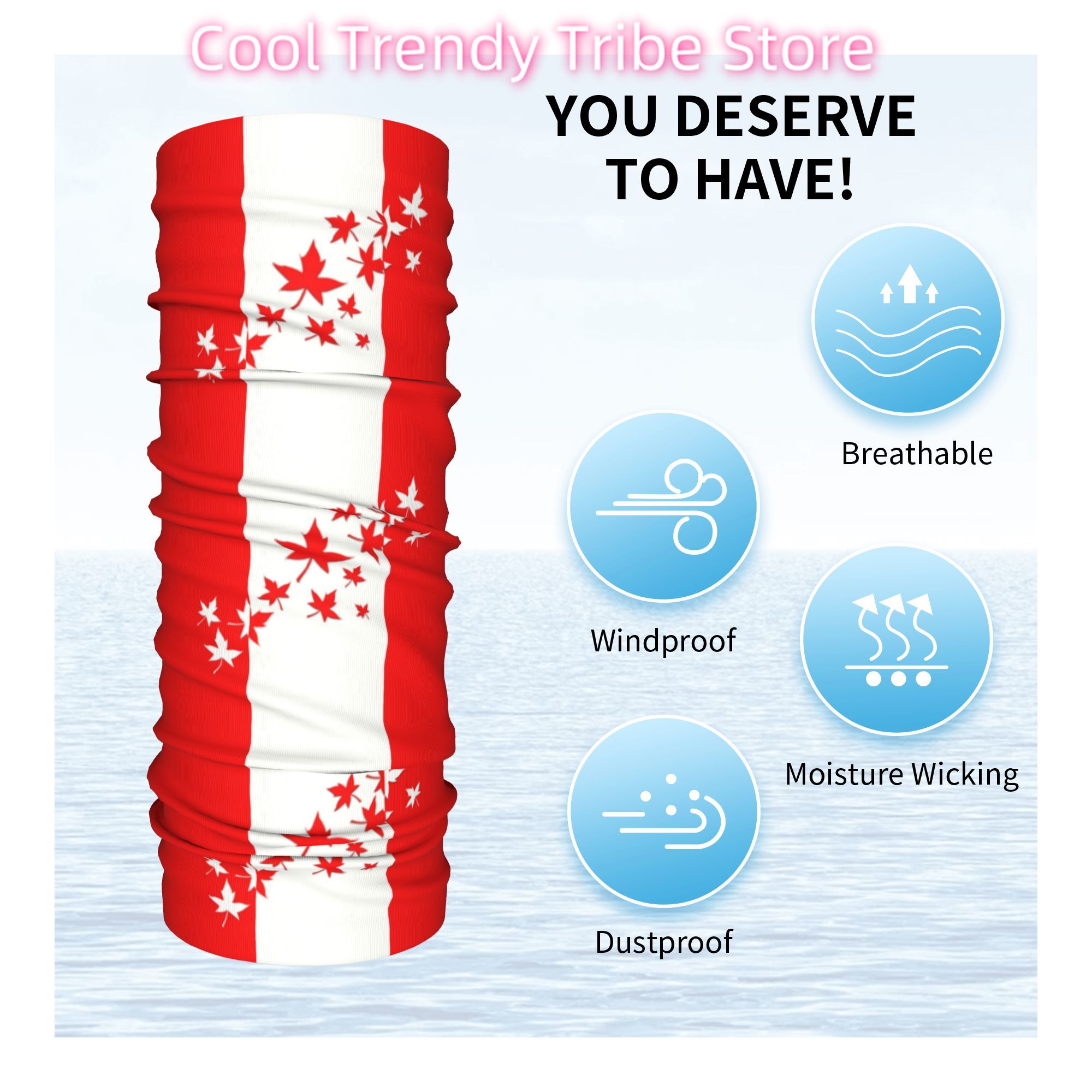 Custom Maple Leaf Canada Flag  - Neck Warmer Tube review and price