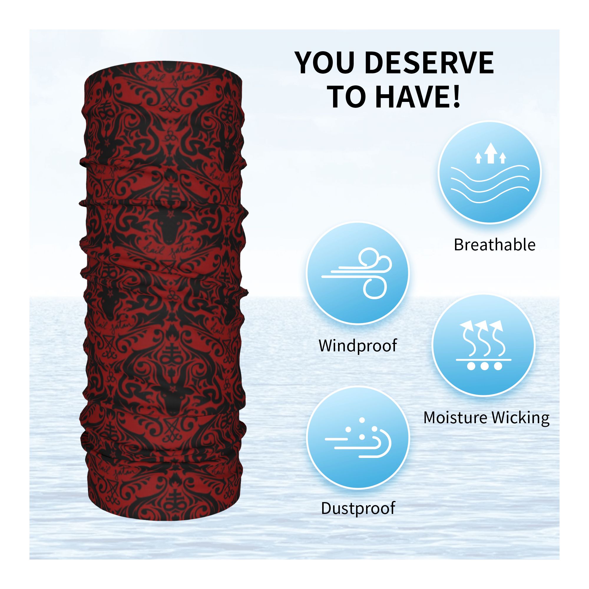 Baphomet Damask Hail Satan Bla - Neck Warmer Tube review and price