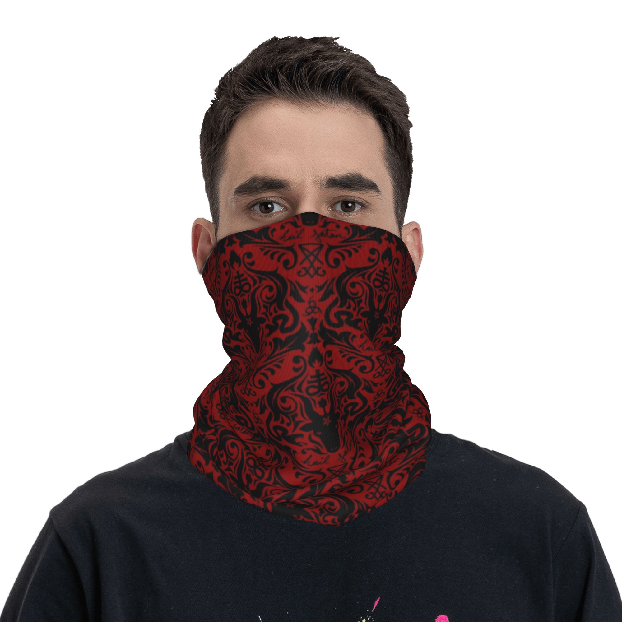 Baphomet Damask Hail Satan Bla - Neck Warmer Tube review and price