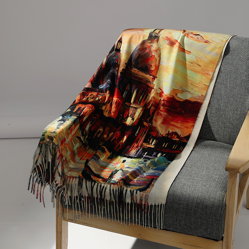 Luxury Brand Oil Painting Cash - Muffler Men Wool review and price