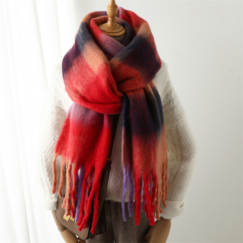 New Autumn Winter Grid Scarf W - Muffler Men Wool review and price
