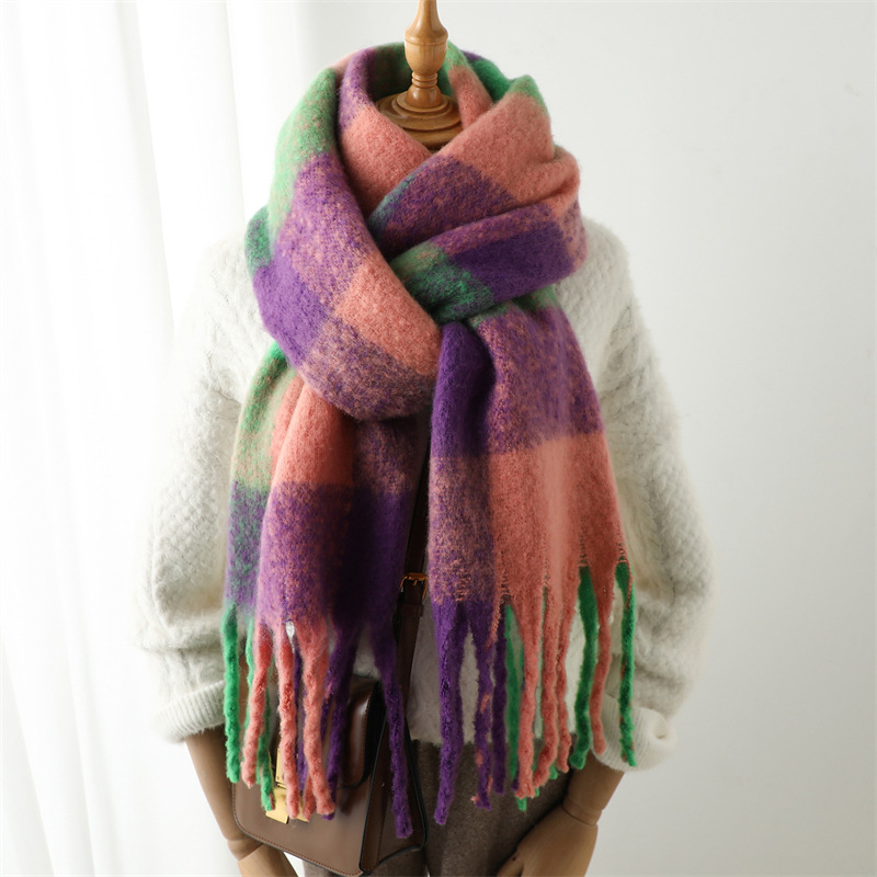 New Autumn Winter Grid Scarf W - Muffler Men Wool review and price